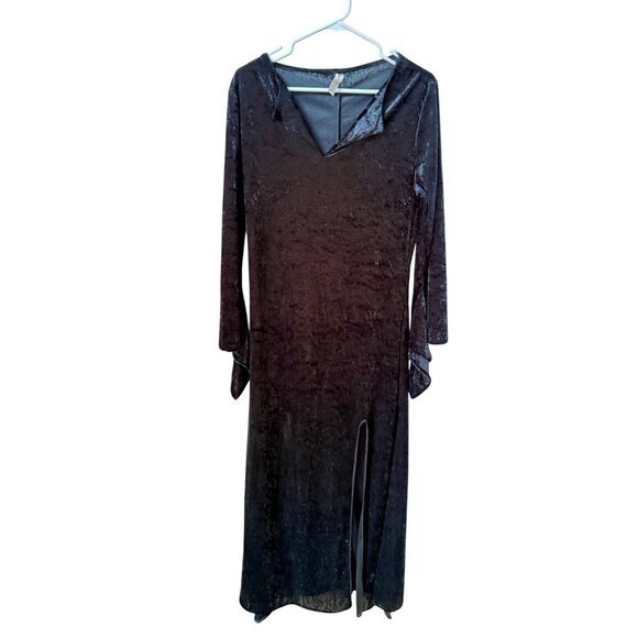 Amscan Womens Velvet Black Gothic Punk Cosplay Bell sleeves Dress Size L - Picture 1 of 3